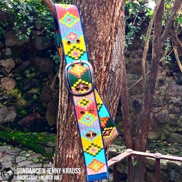 SUNDANCE X JENNY KRAUSS HAND WOVEN LOOMED COTTON BELT VINTAGE 2015 NEON PALLET main image 8